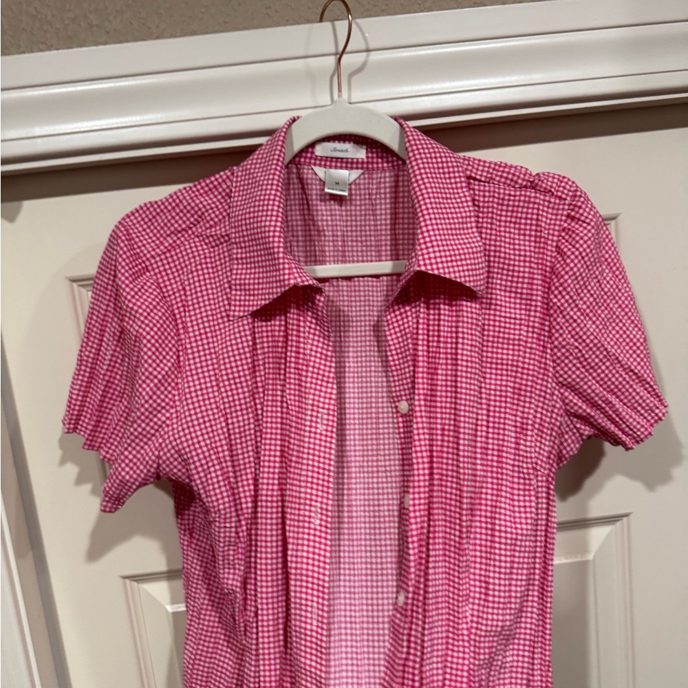 Christopher & Banks Pink Gingham Blouse